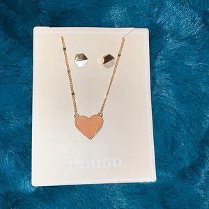 Elliana Pave Heart & Earring Set